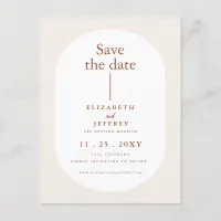 Rustic Retro Boho Rust Terracotta Save The Date Announcement Postcard