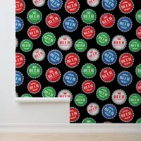 Beer Bottle Caps Patterned Bar Wallpaper