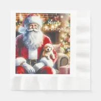 Santa and a Puppy | Vintage Christmas Napkins