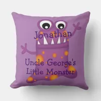 Cute Purple Cartoon Blob Monster Fun for Kids Throw Pillow