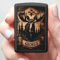 Personalized Moose Wood  Zippo Lighter