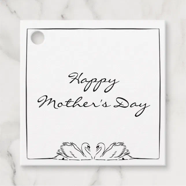 Simple Timeless Handwritten Swan Mother's Day   Favor Tags