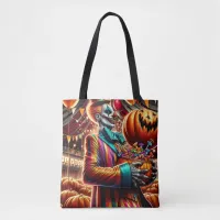 Creepy Carnival Clown Zombie Halloween Tote Bag