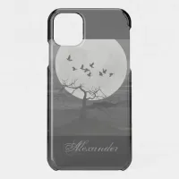 Spooky Ravens Flying Against the Full Moon iPhone 11 Case