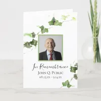 Green English Ivy Vine Funeral Service Folded Program