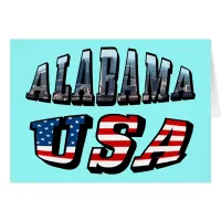 Alabama Picture USA Flag Font Greeting Card