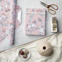 Vintage Toy Pattern Pink/Gray ID783 Wrapping Paper