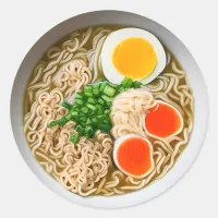 Ramen Noodles with Boiled Egg Food Classic Round Sticker