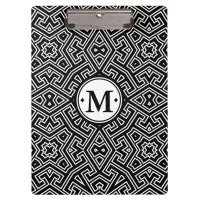 Geometric Pattern Monogram Black and White ID149 Clipboard