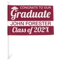 10.5" x 15.5" Dark Red and White Graduate Text Car Flag