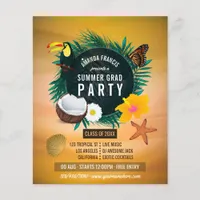 Exotic Tropical Beach Graduation Party Invitation Flyer