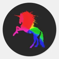 Proud Unicorn of Colorful Stain Glass Design, ZKOA Classic Round Sticker