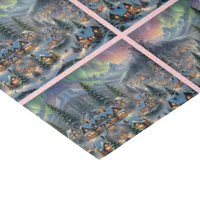 Christmas in a mountain village, polar lights  tissue paper