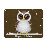 Vintage Snow Owl Holiday Magnet