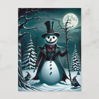 A Creepy Snowman Postcard