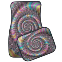 Psychedelic Rainbow Unicorn Funky Nautilus Fractal Car Floor Mat