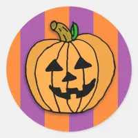 Cute Pumpkin Cartoon Drawing Halloween Classic Round Sticker