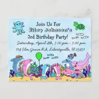 Baby Shark Family Custom Birthday Invitation Postcard