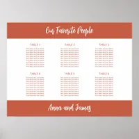 Terracotta 6 Table Seating Chart Poster