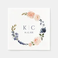 Peach & Dusty Blue Botanical Garden Bridal Shower Napkins