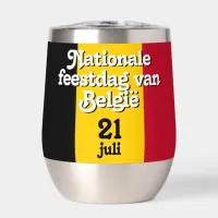 Dutch Nationale feestdag van België Belgian Flag Thermal Wine Tumbler
