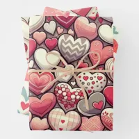 Charming Heart Pattern for Valentine's Day Wrapping Paper Sheets