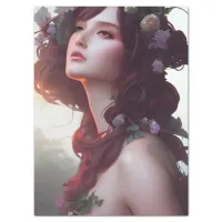 Floral Fantasy Art Woman with Flowers 01 Tissue Paper