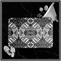 Artsy Black and White Geometric Tribal Pattern Bath Mat