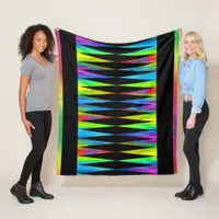 [Rainbow Fiesta] Harlequin Geometric Modern Black Fleece Blanket