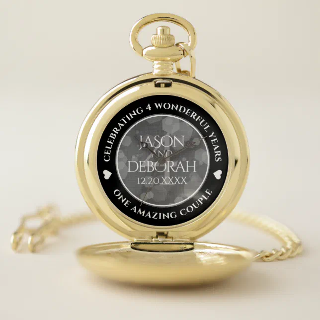 Elegant 4th Linen Wedding Anniversary Celebration Pocket Watch