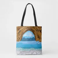 Ocean, Mountain and Canyon Blue Skies White Clouds Tote Bag