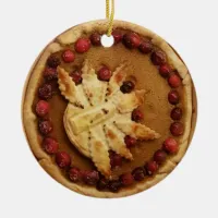 Merry Christmas Pumpkin Pie Food Photo Christmas Ceramic Ornament