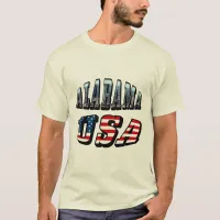 Alabama Picture and USA Flag Font T-Shirt