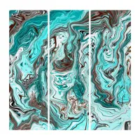 Teal and Black Marble Fluid Art