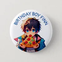Birthday Boy  | Anime Boy's Pizza Party Button