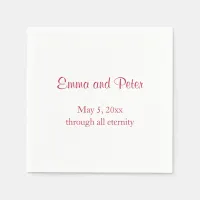 "Through All Eternity" Magenta Text Names and Date Napkins