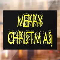 Christmas Yellow Stars Night Black 11x8 Vinyl Window Cling