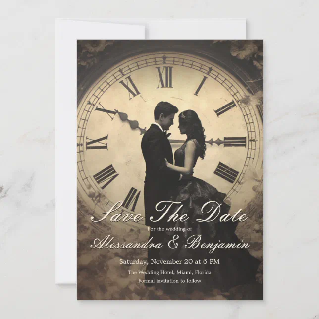 ... | Vintage Theme Save The Date Invitation