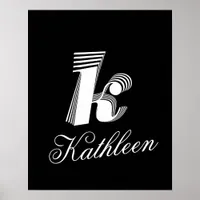 Initial Letter Stylish Black & White Name Monogram Poster