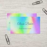 Modern faux iridescent pastel rainbow colored business card