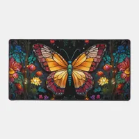 Twilight Symphony: Butterfly in a Cosmic Garden Desk Mat