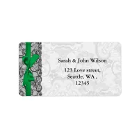 Faux  lace ribbon emerald green  address labels