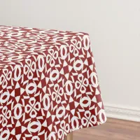 Geometric Snowflake Pattern Red White Christmas Tablecloth