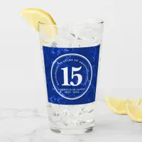 Elegant Blue Marble 15 Years Work Anniversary Glass