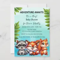 Adventure Awaits | Woodland Creatures Baby Shower Invitation