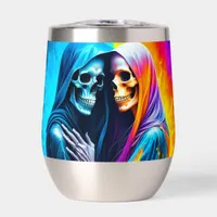 Skeletons Wrapped in a Rainbow Thermal Wine Tumbler