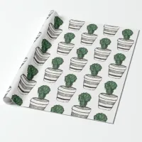Potted Succulent Cactus Houseplant Wrapping Paper