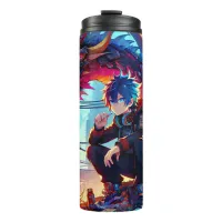 Anime Boy and Dragon in a Dystopian World Thermal Tumbler