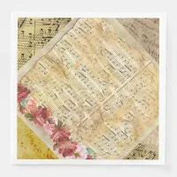 Antique Rose and Musical Notes Paper Dinner Napkin