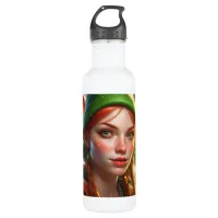 Merry Christmas Beautiful Female Elf Stainless Steel Water Bottle